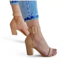 GENERICO - Sandalia Mujer Taco 9 Punta Redonda 1399 5C-55 Color Beige