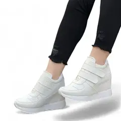 GENERICO - Zapatilla Mujer Taco 7 Incorporado Pega Pega 1399 5C-55 Color Blanca