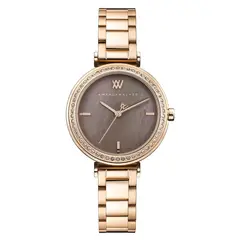 GENERICO - Reloj Amanda Walker Mujer Inglés Analógico Nácar Oro Rosa AW008RGGY