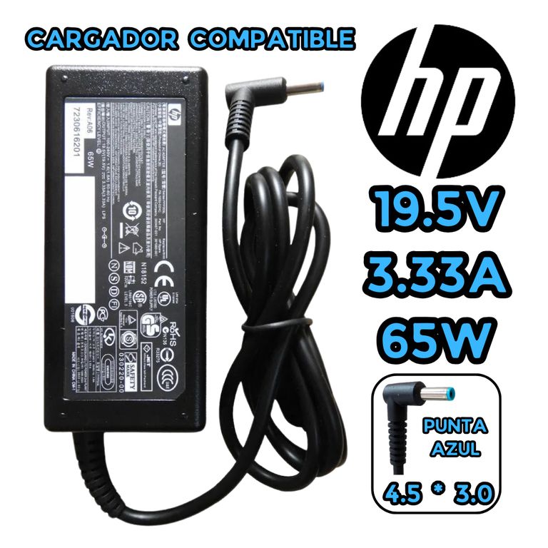 CARGADOR PARA LAPTOP HP 195V 333A PUNTA AZUL