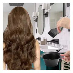 RYBIU IMPORT - Kit Brochas y Envase para Teñir Negro Y+Papel de Regalo