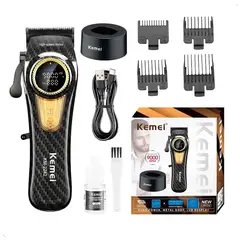 KEMEI - Maquina corte barbero KM-2242 base de carga 90000rpm profecional