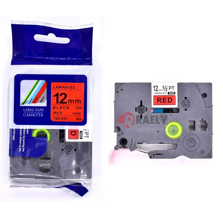 Cinta Rojo tze-431 12mm x 8m TZ2-431 Compatible para Brother