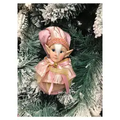 GENERICO - Adorno Duende Elfo arlequin Navideño Rosa para decoracion arbol