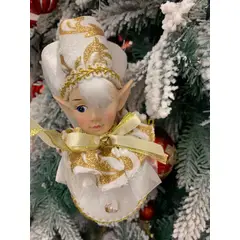 GENERICO - Adorno Duende Elfo arlequin Navideño Blanco para decoracion arbol
