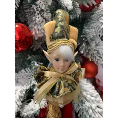 GENERICO - Adorno Duende Elfo arlequin Navideño Dorado para decoracion arbol