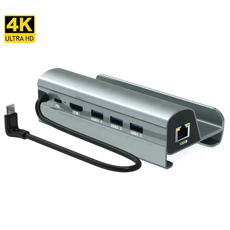 Dock Estación 6 en 1 HDMI 4K Asus Rog Ally, Steam Deck, Android y iPad