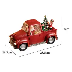 IMPORTADO MC - Villa navideña Carro LED Navideño Rojo 28cmx18cm musical de agua Papá Noel con Perro y Elfos