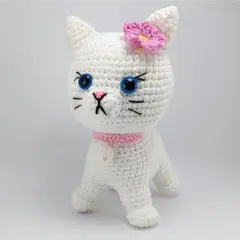GENERICO - Gata blanca amigurumi 16cm peluche adorno