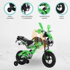MASTER - Bicicleta para Niños Aro 12 «MOTORCYCLE» Green