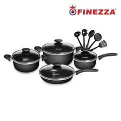 FINEZZA - SET DE OLLAS ANTIADHERENTES DE 13 PZAS FZ-1658T Negro