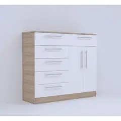 MUEBLES MACRUMO - Cómoda 6 Cajones 2 puertas Arena- Armado