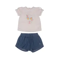 PILLIN - Conjunto Short Mezclilla + Polera Bebé Niña PVW743