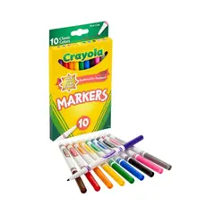 CRAYOLA - Caja de Plumones Delgados 10 Colores Clásicos
