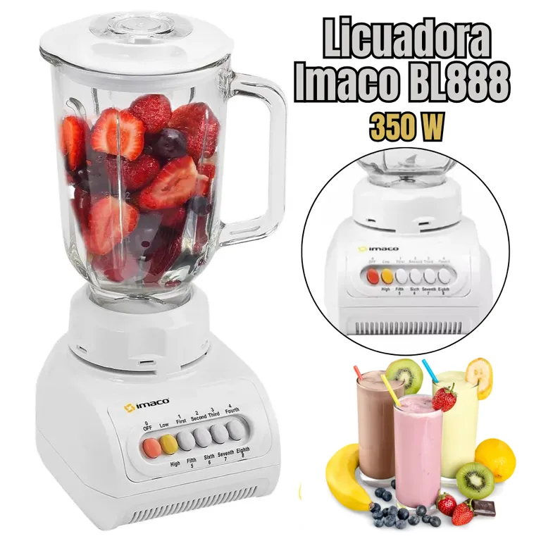 Licuadora Vaso de Vidrio 8 Velocidades BL888V - BLANCO