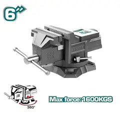 TOTAL TOOLS - PRENSA TORNILLO DE BANCO 6″ GIRATORIO CON YUNQUE 1600KG - THT6166