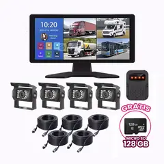 GENERICO - Kit 4 Camaras + Sirena Incluye Monitor Tactil de 10,1 pulgadas + 128GB