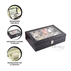 RYBIU IMPORT - Caja para Guardar Relojes de Tono Negro Y+Post-it Adhesivos
