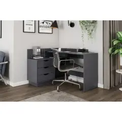 GENERICO - Escritorio en L Moderno Bisasam Negro R&R MUEBLES