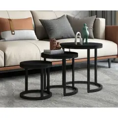 GENERICO - Mesa Lateral Moderno Triple Travis Negro R&R MUEBLES