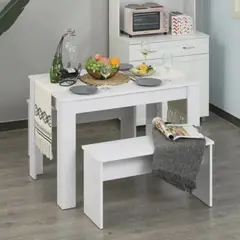 GENERICO - Juego de Comedor con 2 Bancos Seville Blanco R&R MUEBLES