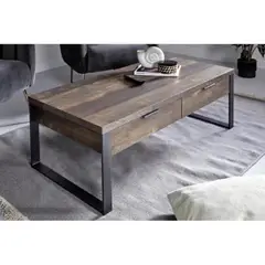 GENERICO - Mesa de Centro Moderna Samie Marrón 2 Cajones R&R MUEBLES