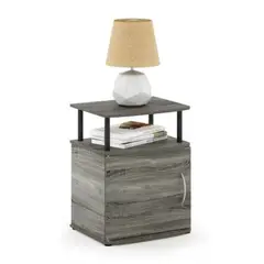 GENERICO - Mesa Lateral Moderna Fernando Gris 1 Puerta R&R MUEBLES