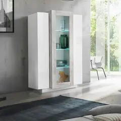 GENERICO - Vitrina Moderna Patricia 3 Puertas Blanco /Gris Claro R&R MUEBLES