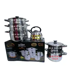 VALESKA - JUEGO DE OLLAS 12 PIEZAS ACERO QUIRURGICO VALESKA-TAPA DE ACERO