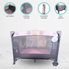 CUZKA - Cuna Corral Plegable «TREILLIS» Pink