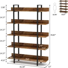 TU MESITA - Estante Industrial Prince color Marrón 5 repisas