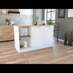 GENERICO - Isla de Cocina Moderna Feat Blanco y Marron R&R MUBLES