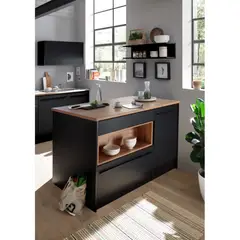 GENERICO - Isla de Cocina Moderna Kayano Negro y Marron R&R MUBLES