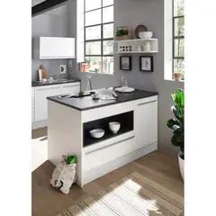 GENERICO - Isla de Cocina Moderna Kayano Blanco y Negro R&R MUBLES