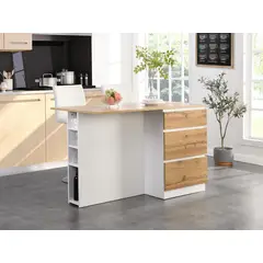 GENERICO - Isla de Cocina Yomiya Moderno Blanco y Marron R&R MUEBLES