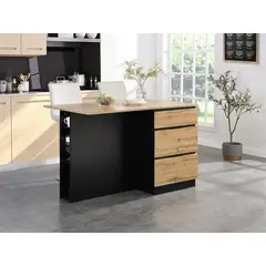 GENERICO - Isla de Cocina Nordico Yomiya Marron y Negro R&R MUEBLES