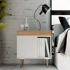 GENERICO - Velador Moderno Toyohana Blanco y Marron R&R MUEBBLES