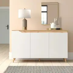 R&R MUEBLES - Aparador Moderno Geki Blanco y Marron