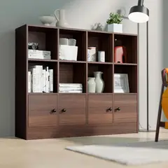 GENERICO - Estante Librero Moderno Maju Marrón 4 Puertas R&R MUEBLES