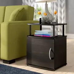 GENERICO - Mesa Lateral Moderna Fernando Negro 1 Puerta R&R MUEBLES