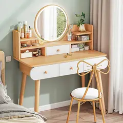 GENERICO - Tocador Vintage con Espejo Luz Led Cajamarca Haya 100cm R&R MUEBLES