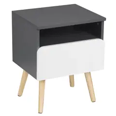 GENERICO - Mesa de Noche Moderna Niko Negro y Blanco R&R MUEBLES