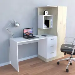 GENERICO - Escritorio con Estantes Yuno Blanco y Duna RR MUEBLES