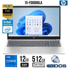 HP - Laptop 15-FD0006la, Intel core i7-13va Gen, Ram 12GB, SSD 512GB, 15.6 LED FHD, FreeDos