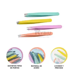 RYBIU IMPORT - Combo de Depilacion en Acero Multicolor Y+Post-it Adhesivos