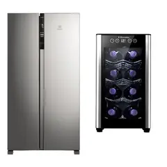ELECTROLUX - Combo: Refrigeradora Side by Side 517L ERSA53V2HVG + Cava de Vinos 8 Botellas ERW082XAMB