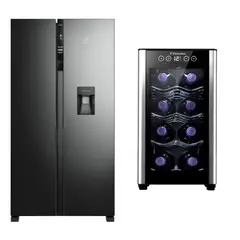 ELECTROLUX - Combo: Refrigeradora Sideby Side 514L ERSA53K2HVB + Cava de Vinos 8 Botellas ERW082XAMB