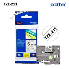 BROTHER - CINTA LAMINADA TZE-211 6MM X 8M NEGRO SOBRE BLANCO