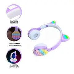 RYBIU IMPORT - Auriculares de Gato Versatil Lila Y+Regalo Ligas para Peinar