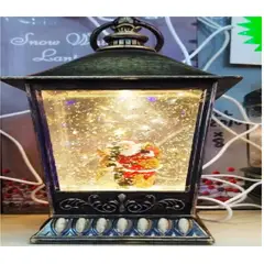 GENERICO - Adorno Lámpara bronce Navideña Papa Noel con luz y música 22 cm